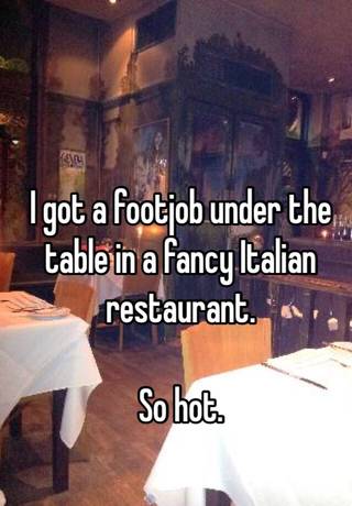 at restaurant footjob