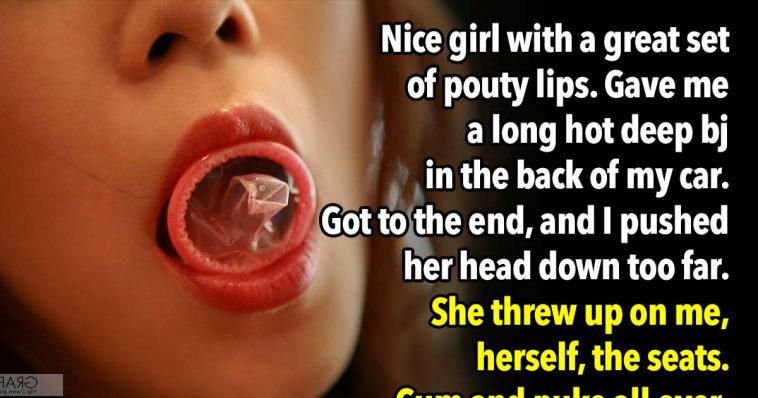 gag vomit story first blowjob