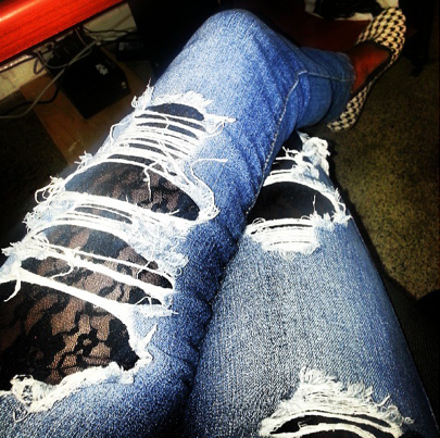 pantyhose denim jeans
